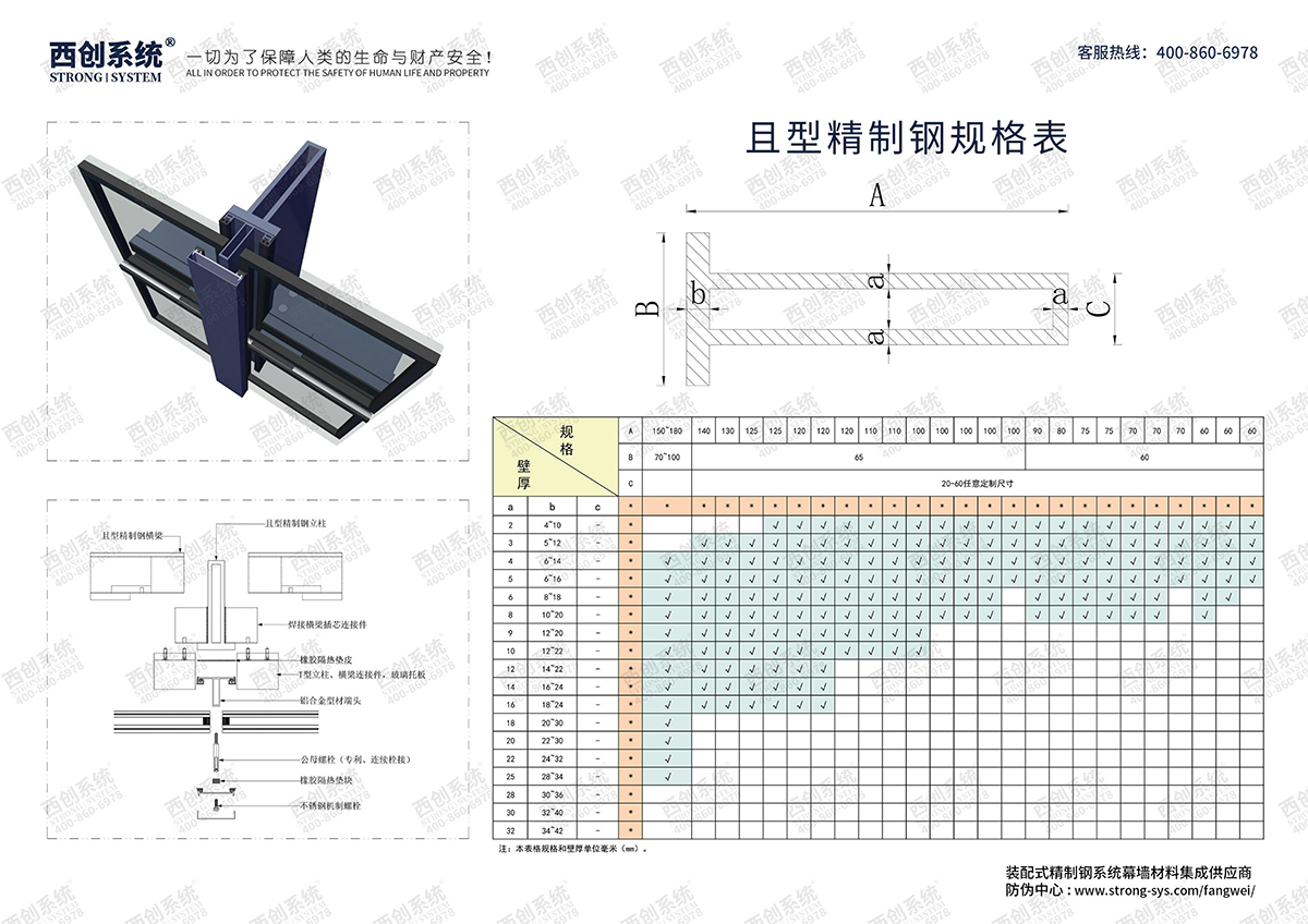 西创系统-且型精致钢型材规格表