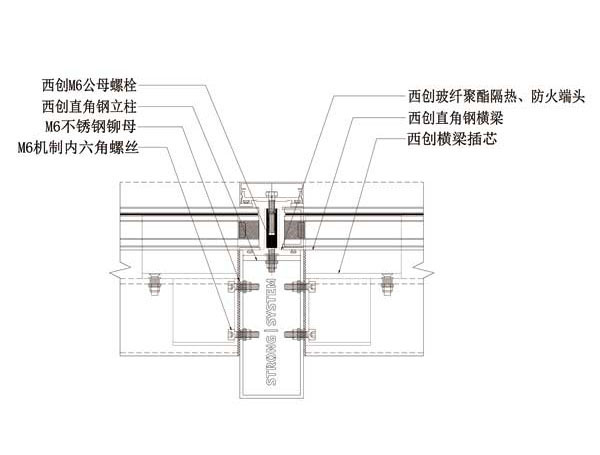 矩形钢系统幕墙系统-60系列竖明横隐