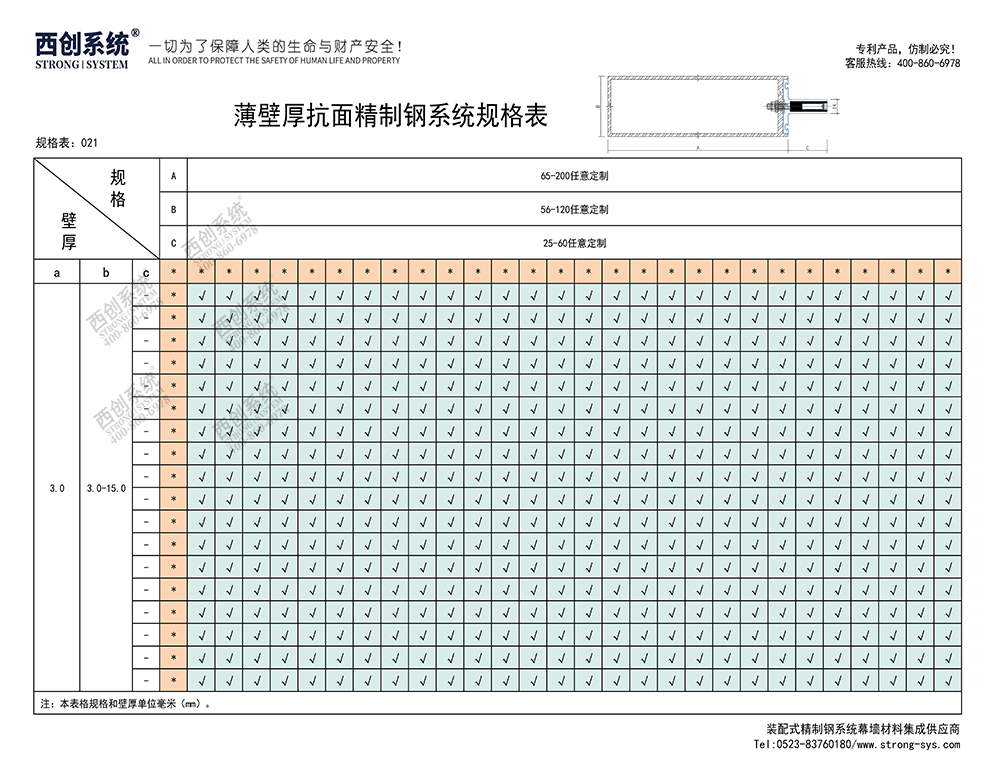 《最新规格型号一览表》西创系统装配式精制钢直角方管精致钢尖角方管（包含高精钢、精密钢、精细钢）(图22)