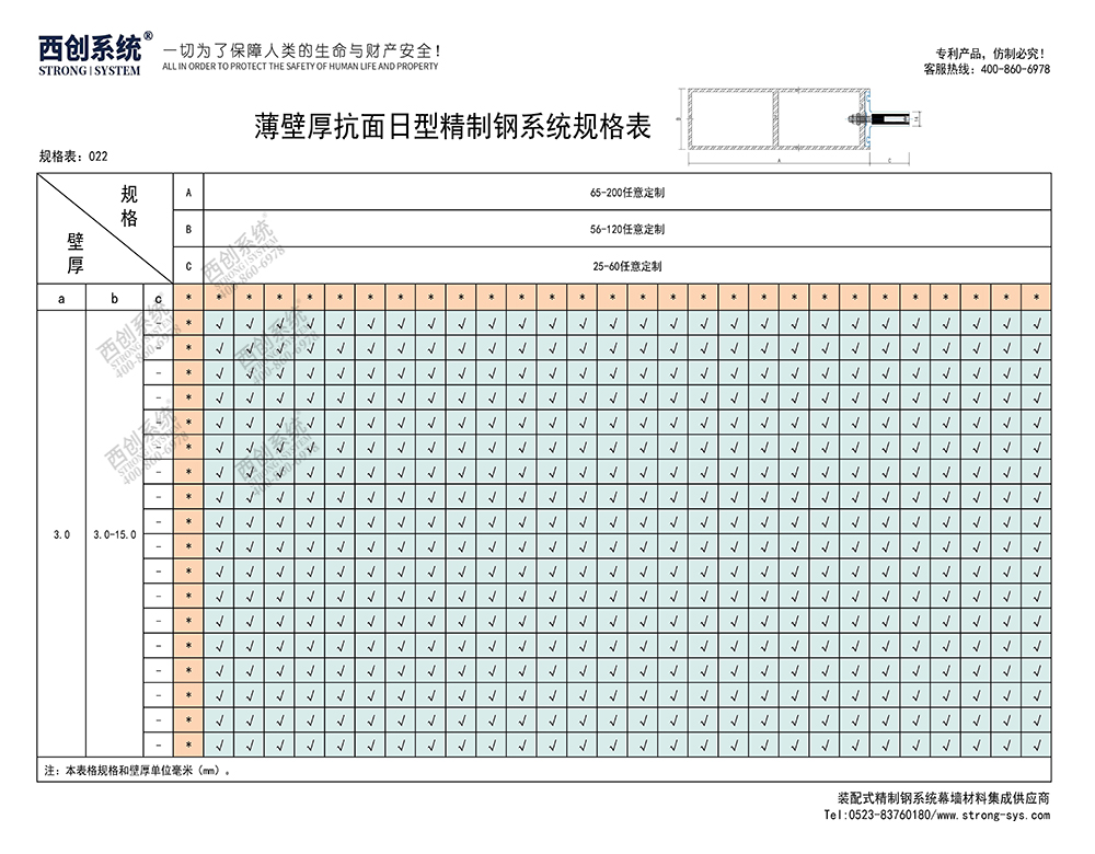 《最新规格型号一览表》西创系统装配式精制钢直角方管精致钢尖角方管（包含高精钢、精密钢、精细钢）(图23)