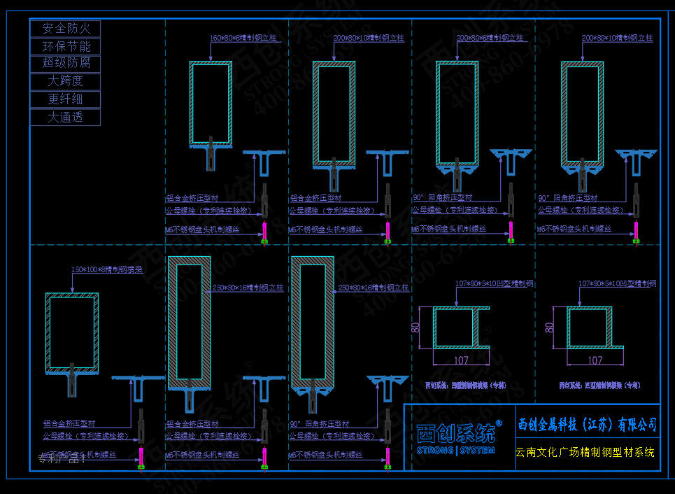 云南文化广场精制钢型材幕墙系统图纸深化案例 - 西创系统(图3)
