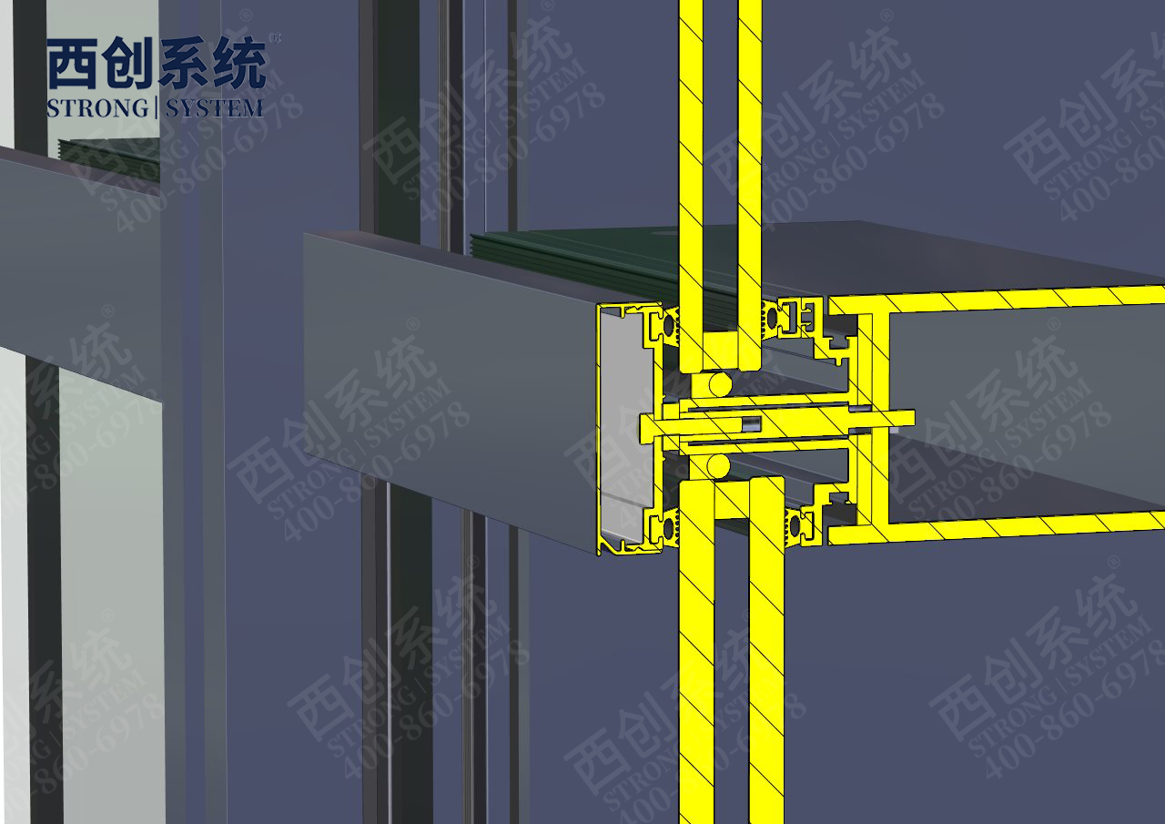 西创系统浙江国际博览中心项目凹型精制钢玻璃幕墙系统(图16)