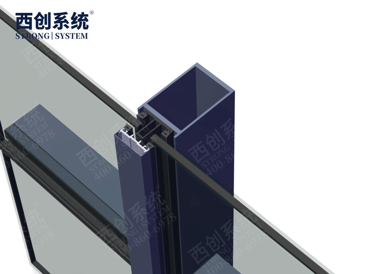 140mm×90mm×4mm×8mm江苏苏州项目对称等壁厚凹型直角钢玻璃幕墙系统——西创系统(图11)
