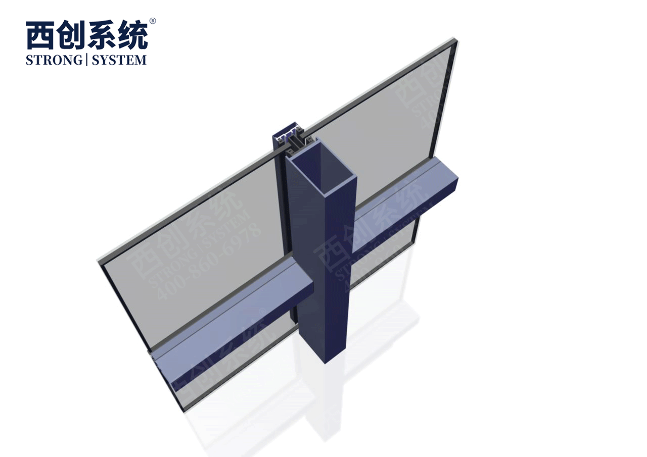 140mm×90mm×4mm×8mm江苏苏州项目对称等壁厚凹型直角钢玻璃幕墙系统——西创系统(图6)