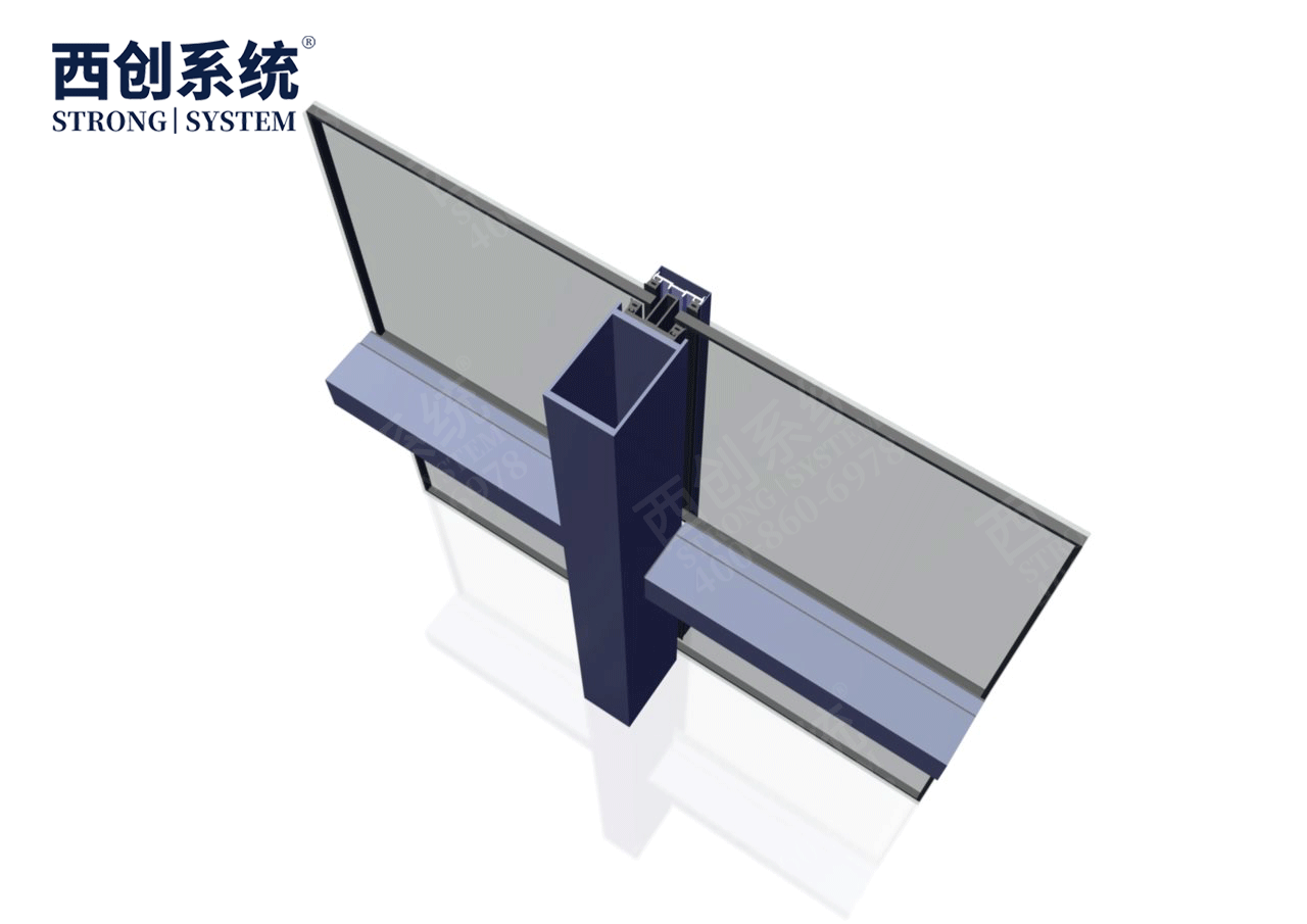 140mm×90mm×4mm×8mm江苏苏州项目对称等壁厚凹型直角钢玻璃幕墙系统——西创系统(图7)