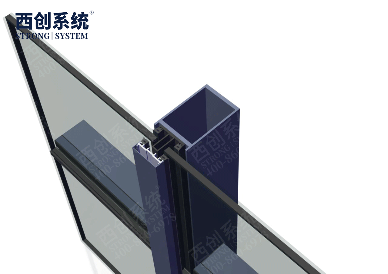 140mm×90mm×4mm×8mm江苏苏州项目对称等壁厚凹型直角钢玻璃幕墙系统——西创系统(图10)