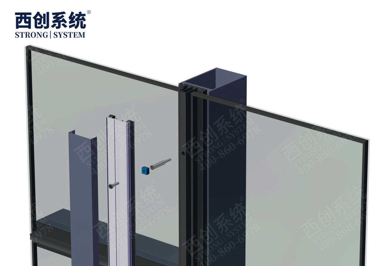 140mm×90mm×4mm×8mm江苏苏州项目对称等壁厚凹型直角钢玻璃幕墙系统——西创系统(图8)