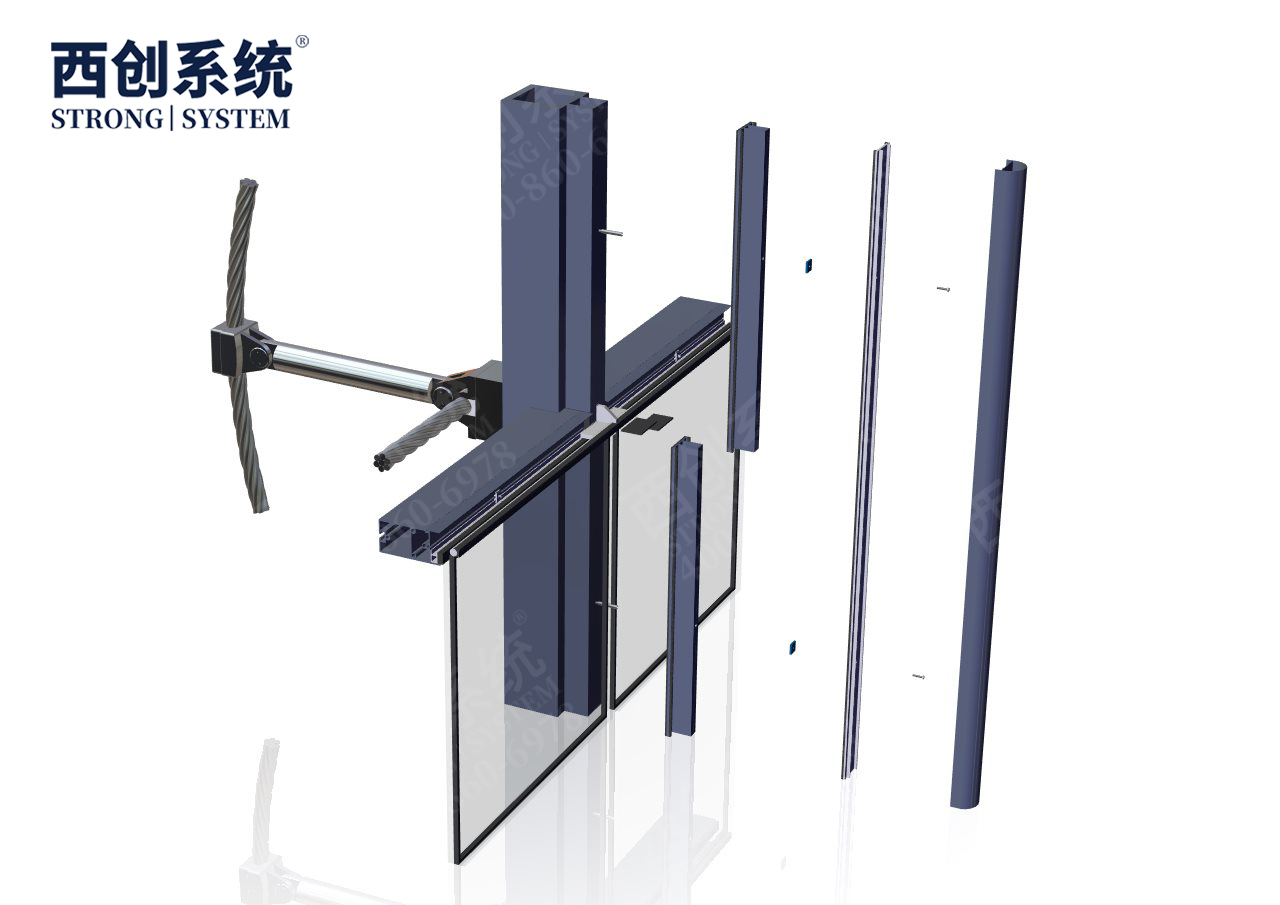 山东·青岛上合综合楼项目凸型精制钢索杆自平衡玻璃幕墙系统——西创系统(图10)