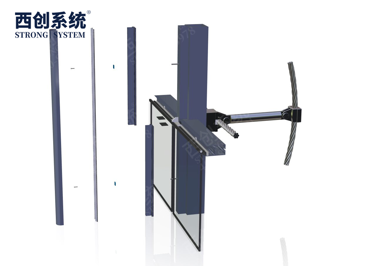 山东·青岛上合综合楼项目凸型精制钢索杆自平衡玻璃幕墙系统——西创系统(图11)