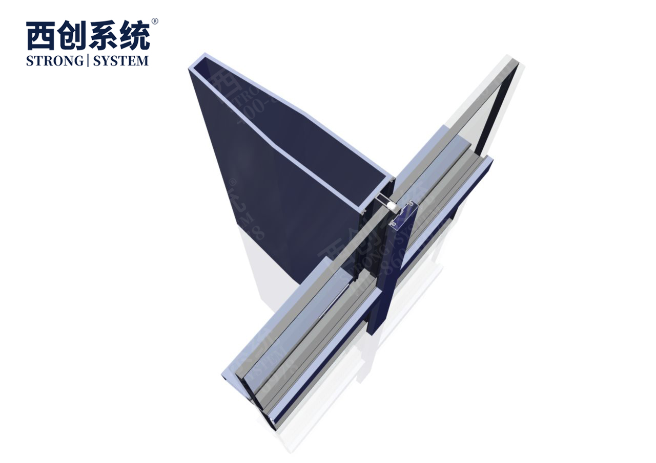 上海青浦项目铣卡槽锥形（平头）精致钢/前抗面加厚矩形精制钢玻璃幕墙系统-西创系统(图8)