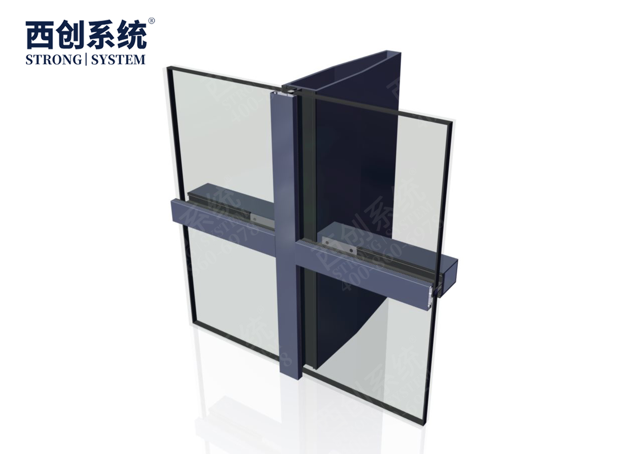 上海青浦项目铣卡槽锥形（平头）精致钢/前抗面加厚矩形精制钢玻璃幕墙系统-西创系统(图5)