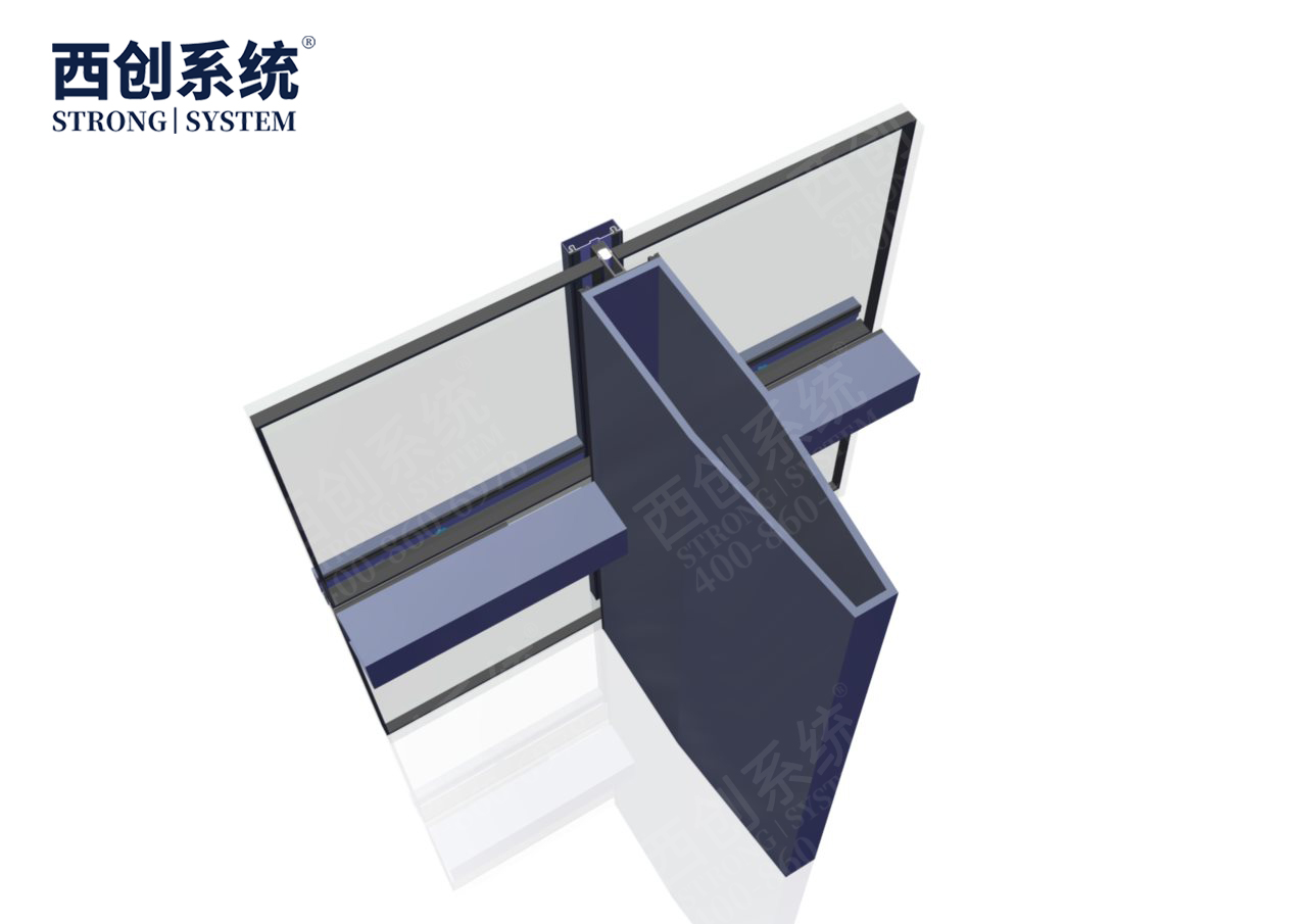 上海青浦项目铣卡槽锥形（平头）精致钢/前抗面加厚矩形精制钢玻璃幕墙系统-西创系统(图6)