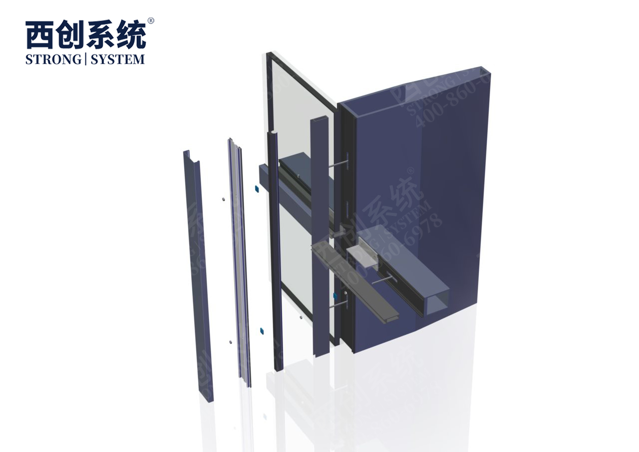 上海青浦项目铣卡槽锥形（平头）精致钢/前抗面加厚矩形精制钢玻璃幕墙系统-西创系统(图10)