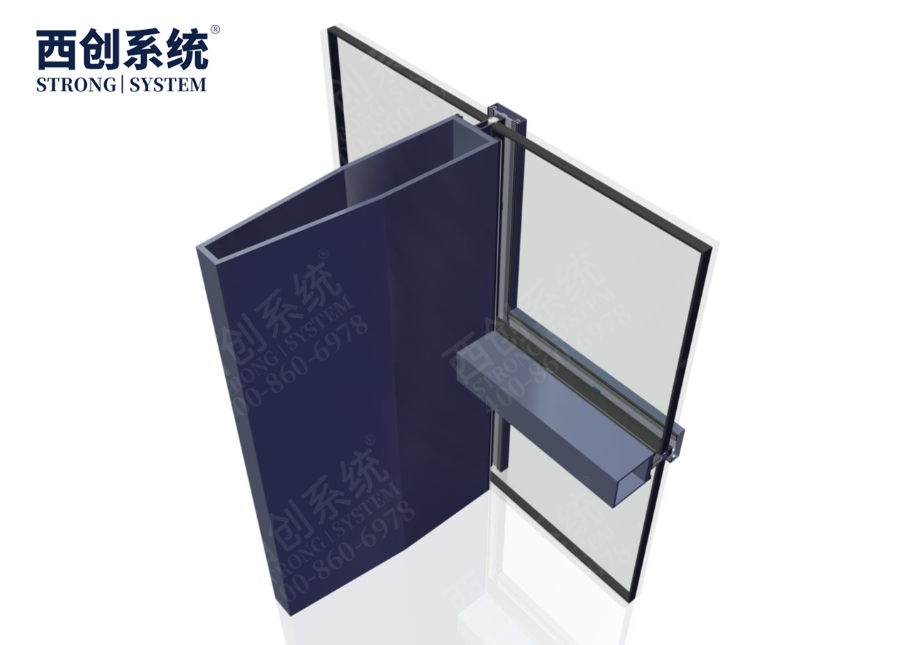 上海青浦项目铣卡槽锥形（平头）精致钢/前抗面加厚矩形精制钢玻璃幕墙系统-西创系统(图7)