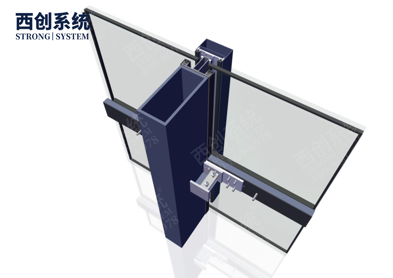 自锁限位式钢板插芯连接/横梁高度可调——西创系统矩形精制钢玻璃幕墙系统(图17)