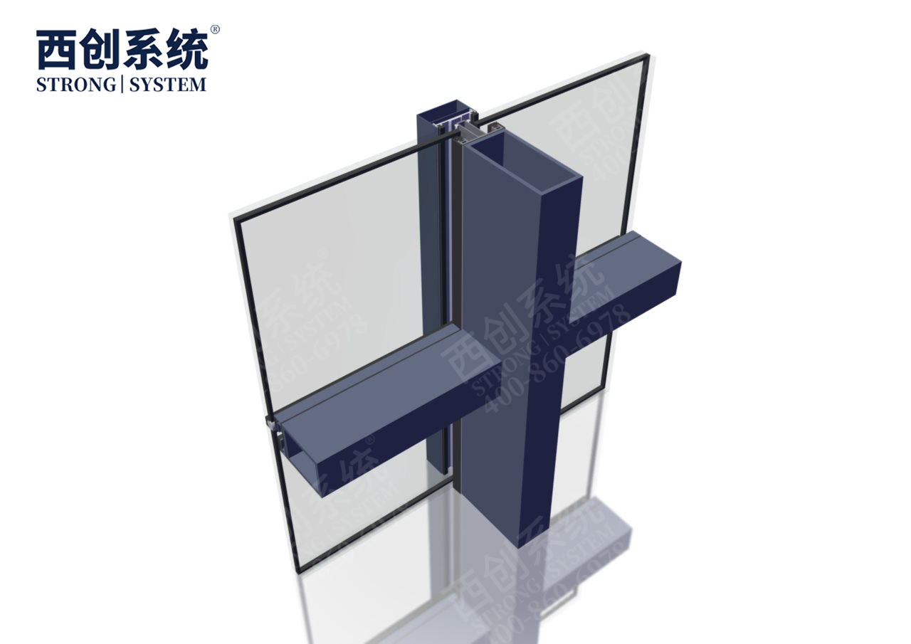 自锁限位式钢板插芯连接/横梁高度可调——西创系统矩形精制钢玻璃幕墙系统(图10)