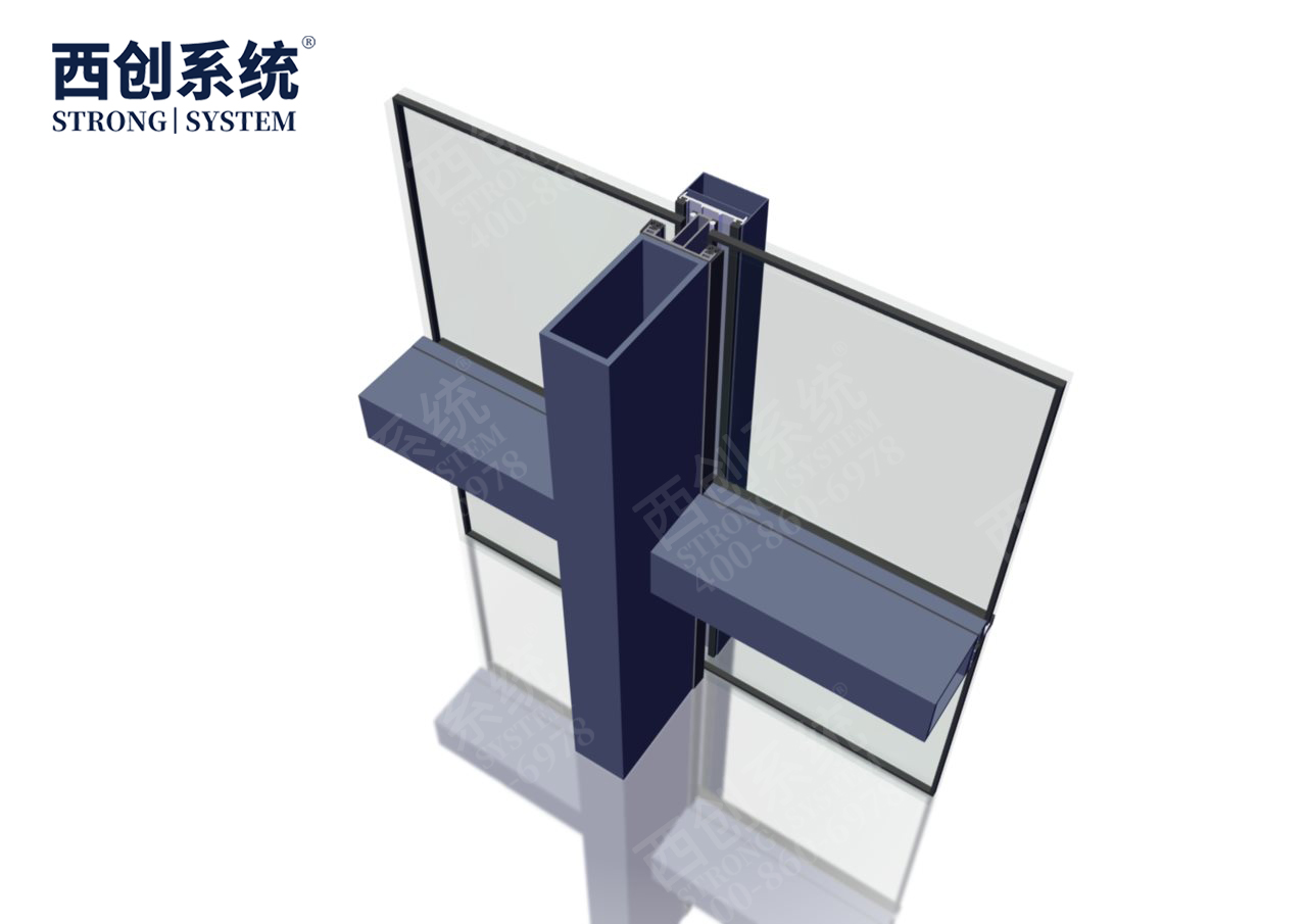 自锁限位式钢板插芯连接/横梁高度可调——西创系统矩形精制钢玻璃幕墙系统(图11)